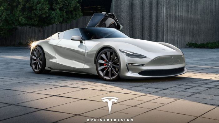 Για τη σχεδίαση αυτού του φανταστικού Tesla Roadster χρησιμοποιήθηκε ως βάση το πρωτότυπο Toyota FT-1.