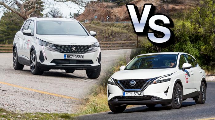 Σύγκριση: Nissan Qashqai mild hybrid εναντίον Peugeot 3008 βενζίνης 