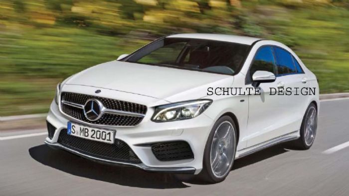 Η Mercedes A-Class Sedan θα βασιστεί πάνω στην επόμενη γενιά της CLA και θα προσφέρει περισσότερη πρακτικότητα σε χώρους στο πίσω κάθισμα και πορτ-μπαγκάζ (ηλεκτρονικά επεξεργασμένη εικόνα).	