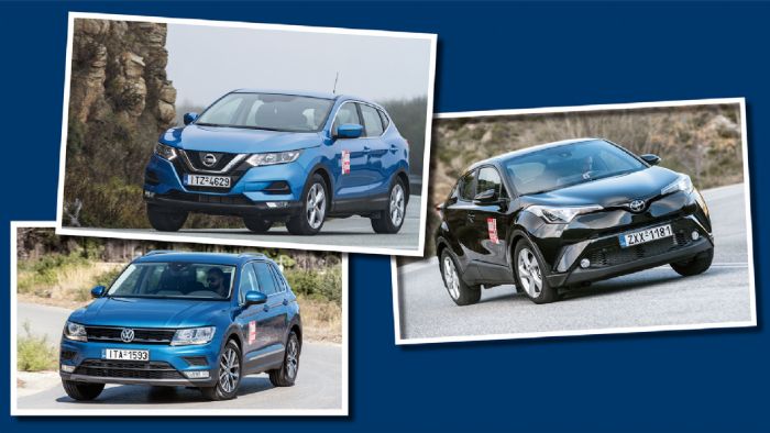 Nissan Qashqai Vs Toyota C-HR Vs VW Tiguan 