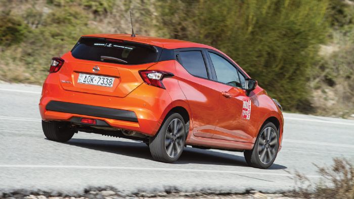 To νέο Micra πιάνει την κατηγορία από τα μαλλιά σε ό,τι αφορά την οδική συμπεριφορά: είναι ήσυχο σε κύλιση, σταθερό στην εθνική και συναρπαστικό σε δρόμο με στροφές. To νέο Micra πιάνει την κατηγορία από τα μαλλιά σε ό,τι αφορά την οδική συμπεριφορά: είναι ήσυχο σε κύλιση, σταθερό στην εθνική και συναρπαστικό σε δρόμο με στροφές.