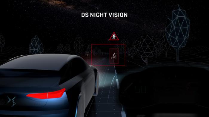 Το σύστημα DS Night Vision εντοπίζει πεζούς και ζώα σε συνθήκες χαμηλού φωτισμού από 200 μέτρα μακριά.
