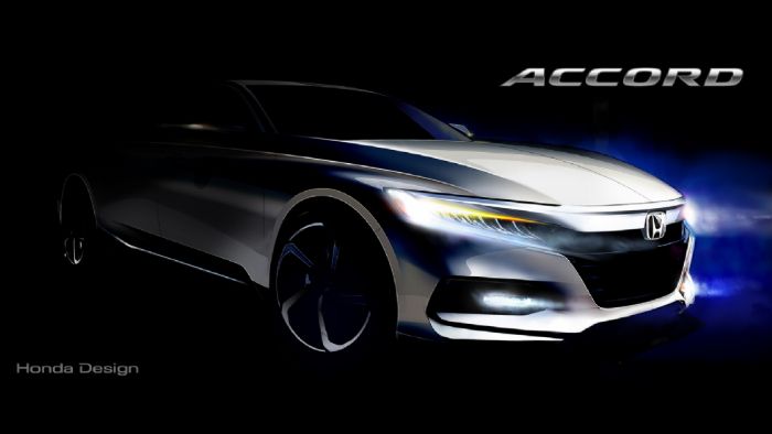 Η Honda δίνει στη δημοσιότητα μια πρώτη προωθητική εικόνα, στην οποία αποκαλύπτεται η εμπρόσθια όψη του νέου Accord, το οποίο θα παρουσιαστεί επισήμως στις 14 Ιουλίου στο Ντιτρόιτ. 