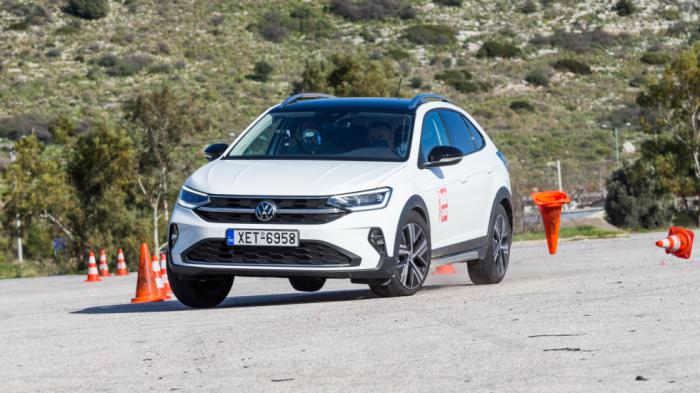 Ακόμα και στην αποτυχημένη προσπάθεια, το VW Taigo είχε απόλυτα ομαλή και ελέγξιμη αντίδραση. 