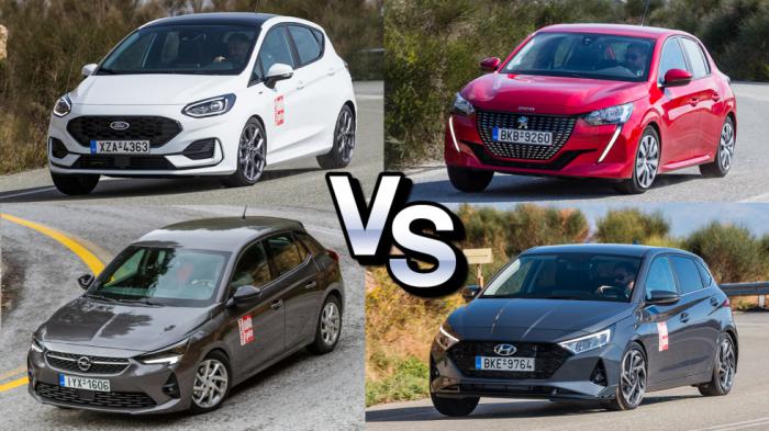 Ford Fiesta Vs Hyundai i20 Vs Opel Corsa Vs Peugeot 208 