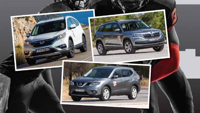 Στο μικροσκόπιο του AutoΤρίτη βρέθηκαν τα τρία SUV, Skoda Kodiaq, Nissan X-Trail και Honda CR-V. Ποιο τα καταφέρνει καλύτερα εντός, αλλά και εκτός δρόμου; Πόσο «καίνε» και πόσο κοστίζουν; Δείτε τα όλα Στο μικροσκόπιο του AutoΤρίτη βρέθηκαν τα τρία SUV, Skoda Kodiaq, Nissan X-Trail και Honda CR-V. Ποιο τα καταφέρνει καλύτερα εντός, αλλά και εκτός δρόμου; Πόσο «καίνε» και πόσο κοστίζουν; Δείτε τα όλα