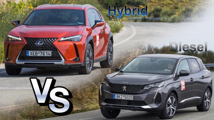 Peugeot 3008 diesel με 130 PS Vs Υβριδικό Lexus με 184 PS Peugeot 3008 diesel με 130 PS Vs Υβριδικό Lexus με 184 PS