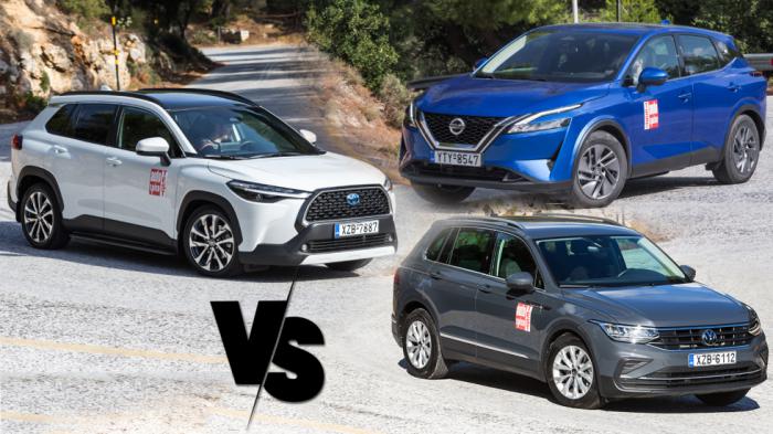 Nissan Qashqai Vs Toyota Corolla Cross Vs VW Tiguan  