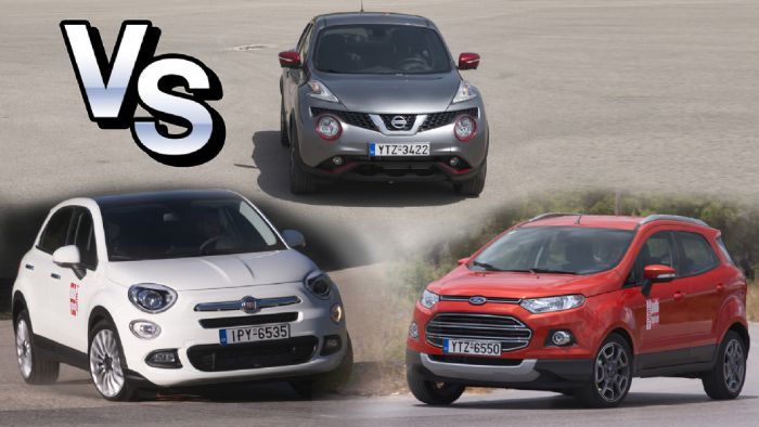 Θέτουμε αντιμέτωπα τα diesel crossover Ford Ecosport, Nissan Juke και Fiat 500X. Ποιος πιστεύετε ότι θα τα καταφέρει καλύτερα στην πράξη;