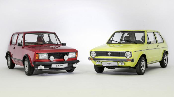 Αριστερά το EA 276, το μοναδικό πρωτότυπο του Golf που κατασκευάστηκε το 1969. Δεξιά η πρώτη γενιά του θρυλικού VW.