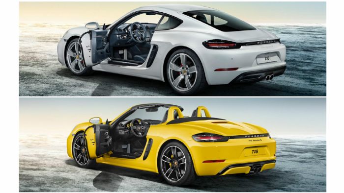 Κίτρινη – μαύρη η 718 Boxster της Porsche Exclusive, λευκή – ασημί η 718 Cayman. Οι αναβαθμίσεις έχουν παρόμοια λογική.