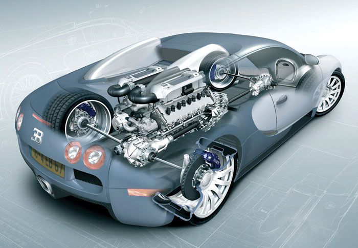 Η Bugatti Veyron θεωρείται ένα από τα πιο εξεζητημένα μοντέλα που κυκλοφορούν με 8λιτρο κινητήρα 16 κυλίνδρων και ισχύ που φτάνει (σήμερα) τους 1.200 ίππους. 
