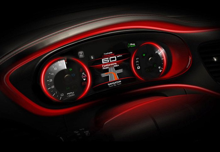 Φουτουριστικό ύφος και high tech χαρακτηριστικά για το εσωτερικό του Dodge Dart.