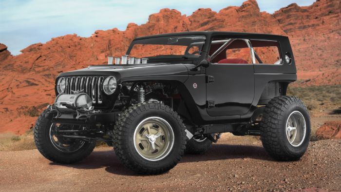 Το Jeep Quicksand είναι η φετινή πιο ακραία παραλλαγή του Wrangler. Θυμίζει ένα δυνατό hot rod όχημα, καθώς κάτω από το καπό του κρύβει τον Mopar 392 Crate Hemi κινητήρα. Το Jeep Quicksand είναι η φετινή πιο ακραία παραλλαγή του Wrangler. Θυμίζει ένα δυνατό hot rod όχημα, καθώς κάτω από το καπό του κρύβει τον Mopar 392 Crate Hemi κινητήρα.