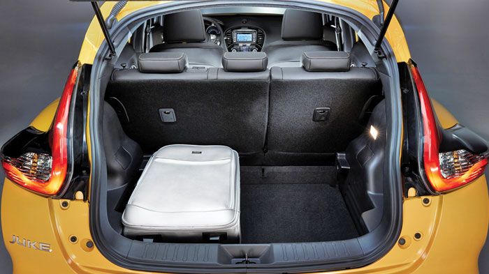 Ο χώρος αποσκευών του Nissan Juke έχει αυξηθεί από τα 251 στα 354 λίτρα και είναι πλέον ένας από τους μεγαλύτερους στην κατηγορία των compact crossover.
