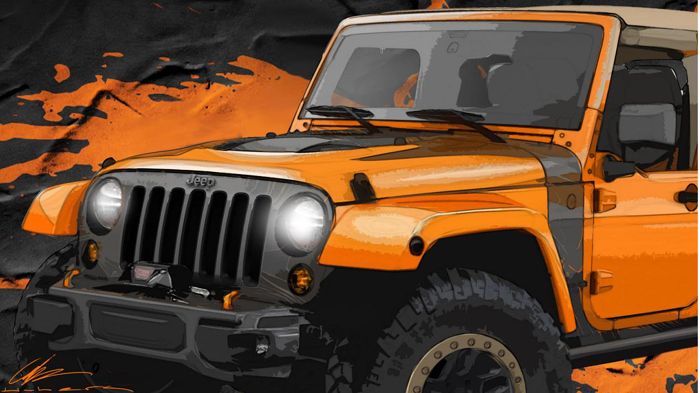 Tο νέο Wrangler MOJO concept διαθέτει έναν καινούργιο προφυλακτήρα μπροστά με βαρούλκο και σκοινί έλξης και μεγαλύτερα off-road ελαστικά, σε σχέση με το «απλό» Wrangler.