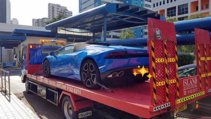 Oι φωτογραφίες της Lamborghini να ρυμουλκείται προς το αστυνομικό τμήμα, έγιναν viral στα social media
