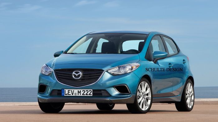 Το νέο Mazda2 (εδώ κατασκοπευτική, ηλεκτρονικά επεξεργασμένη εικόνα) θα υιοθετήσει τη νέα σχεδιαστική γλώσσα Kodo της εταιρείας, καθώς και τους νέους κινητήρες SKYACTIV.