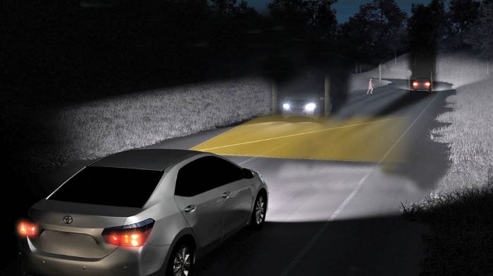 Τα νέας τεχνολογίας LED της Toyota προσφέρουν μεγαλύτερη φωτεινότητα, αλλά και κατευθυνόμενη δέσμη που προσαρμόζεται ανάλογα την ταχύτητα του αυτοκίνητου.
