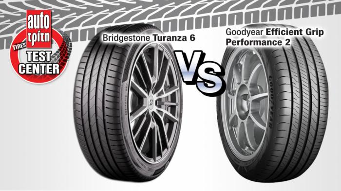 Στρίβει καλύτερα το Bridgestone Turanza 6, αλλά το Goodyear φρενάρει 2 μέτρα λιγότερο στο βρεγμένο. Στρίβει καλύτερα το Bridgestone Turanza 6, αλλά το Goodyear φρενάρει 2 μέτρα λιγότερο στο βρεγμένο.