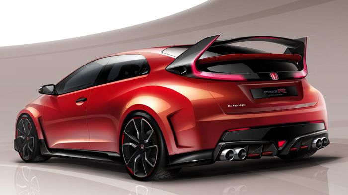 Στη Γενεύη θα κάνει ντεμπούτο το νέο Honda Civic Type R concept –το «αγωνιστικό» Civic - με έναν νέο διαχύτη, δύο διπλές χρωμιομένες εξατμίσεις και μια μεγάλη πτέρυγα στο πίσω μέρος.