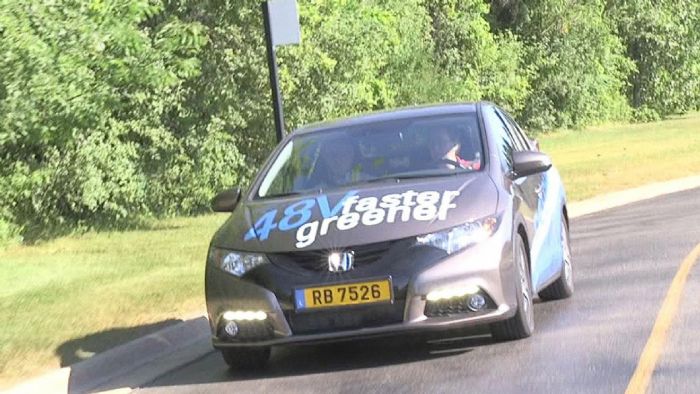 To Honda Civic diesel, στο οποίο η Delphi χρησιμοποιεί μπαταρίες ιόντων λιθίου 48-volt για τις δοκιμές της To Honda Civic diesel, στο οποίο η Delphi χρησιμοποιεί μπαταρίες ιόντων λιθίου 48-volt για τις δοκιμές της