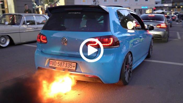 Video: Μυδραλιοβόλο VW Golf R «γαζώνει» με anti-lag