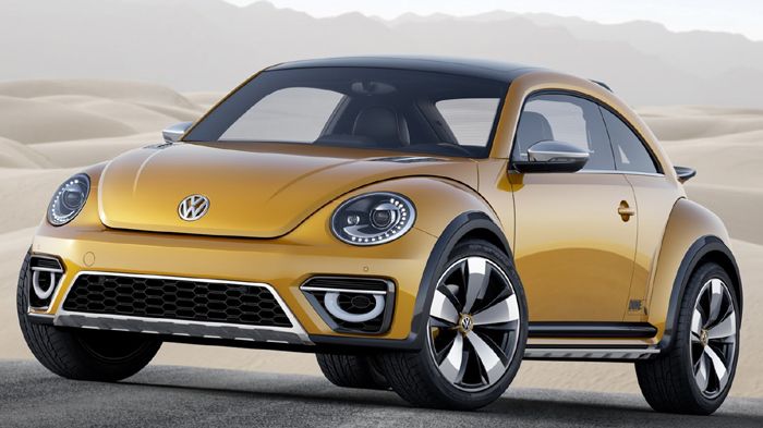 Το VW Beetle Dune concept είχε παρουσιαστεί και παλιότερα, αλλά τώρα ξανασχεδιάστηκε -δανειζόμενο πλέον τις γραμμές της νέας γενιάς Beetle- ενώ απέκτησε πιο «σπορ και επιθετικά χαρακτηριστικά».