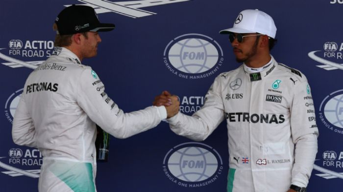 Ο Rosberg είναι πιο χαλαρός, καθώς ακόμα και αν ο Hamilton κερδίσει τους εναπομείναντες αγώνες, αυτός χρειάζεται δύο 2ες και μία 3η θέση για να στεφθεί αυτός για πρώτη φορά πρωταθλητής στην F1.