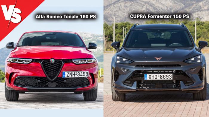 Σπορ και κομψή ταυτόχρονα είναι η Alfa Romeo Tonale με την μάσκα Trilobo και τους 3+3 προβολείς, με το ανανεωμένο CUPRA Formentor να είναι ένα «κλικ» πιο aggressive από την προσθήκη του μοτίβου «shark nose». Σπορ και κομψή ταυτόχρονα είναι η Alfa Romeo Tonale με την μάσκα Trilobo και τους 3+3 προβολείς, με το ανανεωμένο CUPRA Formentor να είναι ένα «κλικ» πιο aggressive από την προσθήκη του μοτίβου «shark nose».