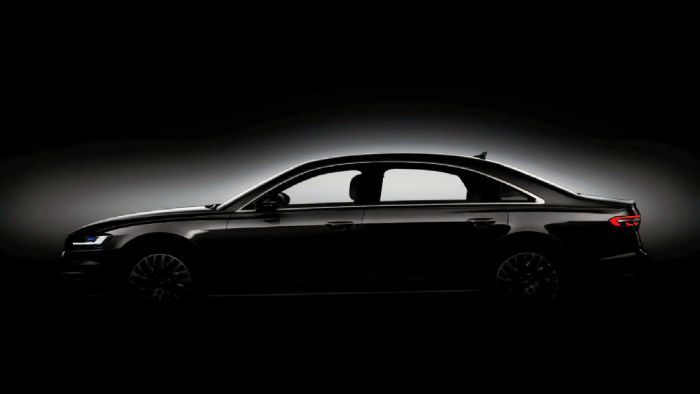 Αυτή είναι μια πρώτη teaser εικόνα από το επερχόμενο Audi A8, το οποίο θα αποκαλυφθεί επίσημα σε λίγα λεπτά.