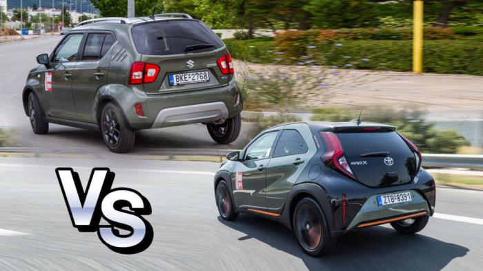 Το κοφτό μέρος του Ignis το κάνει να ξεχωρίζει, την στιγμή που το αυξημένο πίσω μετατρόχιο του Aygo του δίνει μεγαλύτερη σταθερότητα. Το κοφτό μέρος του Ignis το κάνει να ξεχωρίζει, την στιγμή που το αυξημένο πίσω μετατρόχιο του Aygo του δίνει μεγαλύτερη σταθερότητα.