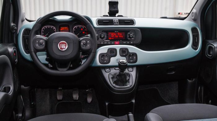 Το εσωτερικό του Fiat Panda έχει νεανικό διάκοσμο και πλούσιο εξοπλισμό ενώ προσφέρει καλούς χώρους τόσο για τους επιβάτες όσο και τις αποσκευές (225 λτ.).