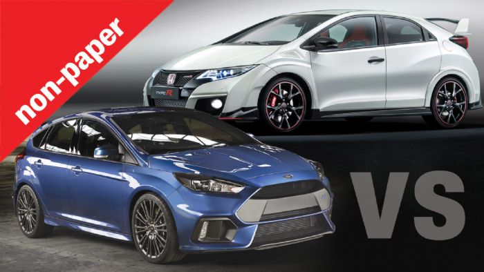 Η μεγάλη μάχη ανάμεσα στο Ford Focus RS και το Honda Civic Type R θα κριθεί από την ψήφο σας.