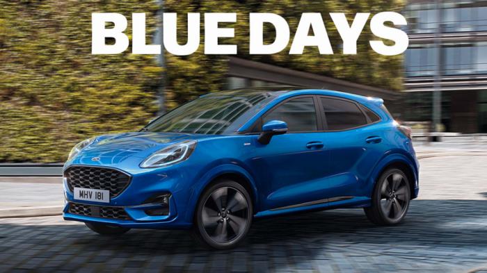 Το Ford Puma, με το πρόγραμμα Blue Days, προσφέρεται με 2,99% επιτόκιο, προκαταβολή από 4.799 ευρώ, 8 χρόνια εγγύηση και όφελος 1.000 ευρώ. Το Ford Puma, με το πρόγραμμα Blue Days, προσφέρεται με 2,99% επιτόκιο, προκαταβολή από 4.799 ευρώ, 8 χρόνια εγγύηση και όφελος 1.000 ευρώ.