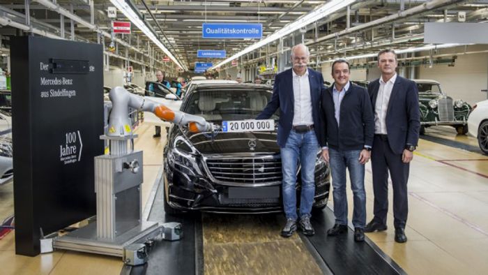 Ιστορική ήταν η σημερινή μέρα για τη Mercedes-Benz καθώς γιόρτασε τα 20.000.000 αυτοκίνητα στο εργοστάσιό της στο Sindelfingen της Στουτγκάρδης.