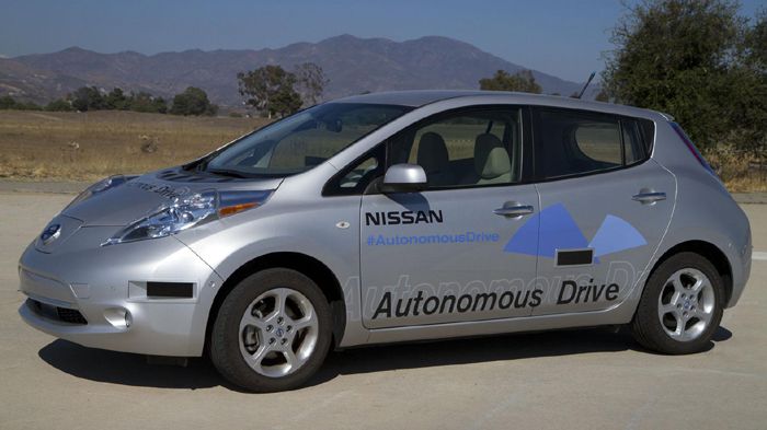 Στη φωτογραφία διακρίνουμε ένα πρωτότυπο Nissan Leaf με την τεχνολογία Autonomous Drive, η οποία θα περάσει στην παραγωγή από το τέλος του 2016.