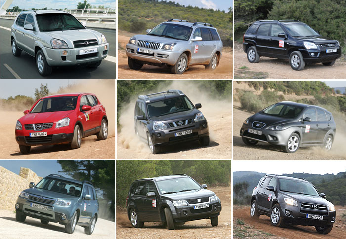 Συγκρίνουμε: Hyundai Tucson, JAC Rein, Kia Sportage, Nissan Qashqai, Nissan X-Trail, Seat Altea Freetrack, Subaru Forester, Suzuki Grand Vitara, Toyota RAV4
Συγκρίνουμε: Hyundai Tucson, JAC Rein, Kia Sportage, Nissan Qashqai, Nissan X-Trail, Seat Altea Freetrack, Subaru Forester, Suzuki Grand Vitara, Toyota RAV4
