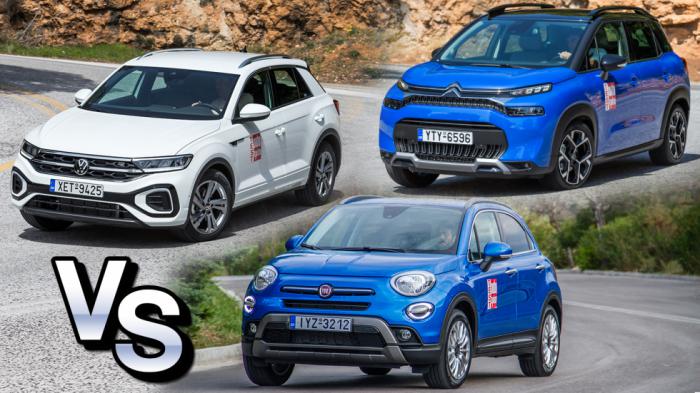 Συγκριτικό: Fiat 500Χ Vs Citroen C3 Aircross Vs VW Τ-Roc 