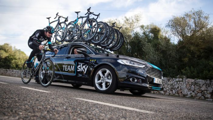 Χορηγός της Team - Sky η Ford θα παρέχει στην αγωνιστική ποδηλατική ομάδα τα αυτοκίνητά της. Χορηγός της Team - Sky η Ford θα παρέχει στην αγωνιστική ποδηλατική ομάδα τα αυτοκίνητά της.
