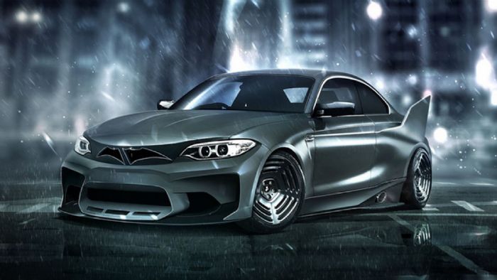 Μια σκοτεινή και αγριεμένη BMW Μ2 θα ταίριαζε αρκετά στην εμφάνιση του Batman.