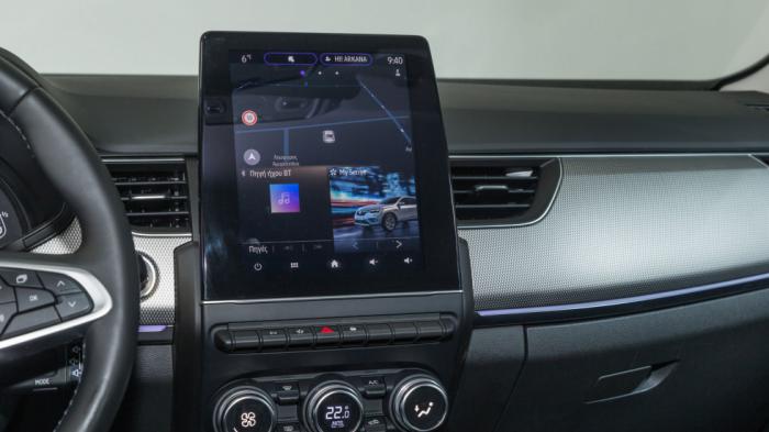 Στην κορυφαία έκδοση Techno, το Renault Arkana εξοπλίζεται με την μεγάλη touchscreen (9,3 ίντσες) και με πλοήγηση + Ελληνική χαρτογράφηση. Στην κορυφαία έκδοση Techno, το Renault Arkana εξοπλίζεται με την μεγάλη touchscreen (9,3 ίντσες) και με πλοήγηση + Ελληνική χαρτογράφηση.