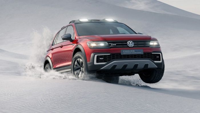 Σκληροτράχηλο και υβριδικό Tiguan παρουσίασε η VW στην έκθεση αυτοκινήτου του Ντιτρόιτ.