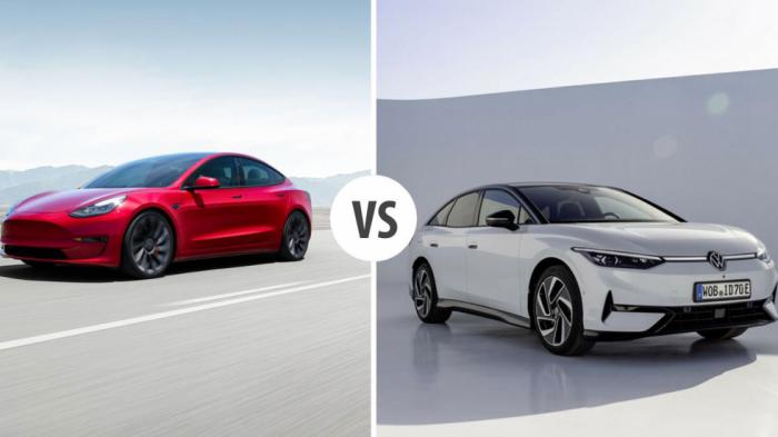 Το νέο Volkswagen ID.7 απέναντι στο Tesla Model 3 Το νέο Volkswagen ID.7 απέναντι στο Tesla Model 3