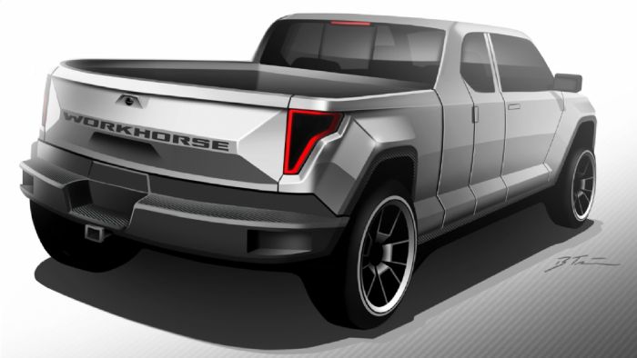 Το pick-up της Workhorse θα έχει δύο ηλεκτροκινητήρες, έναν μπροστά και έναν πίσω, ενώ η εταιρεία υπόσχεται ελαφρύ αμάξωμα από συνθετικά υλικά και ένα υψηλής αντοχής ατσάλινο σασί.