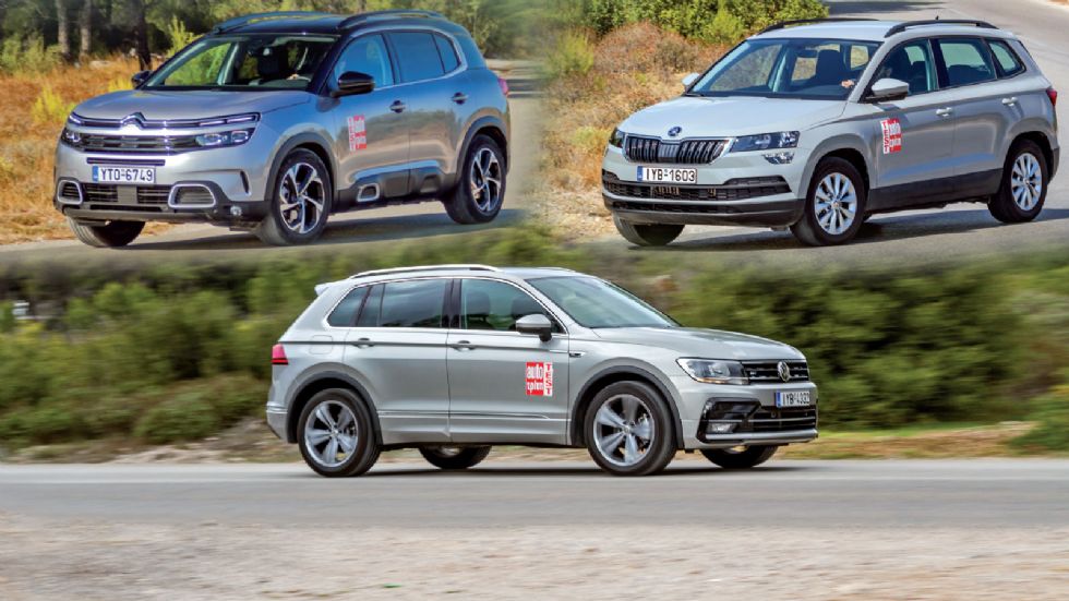 Citroen C5 Aircross Vs Skoda Karoq Vs VW Tiguan