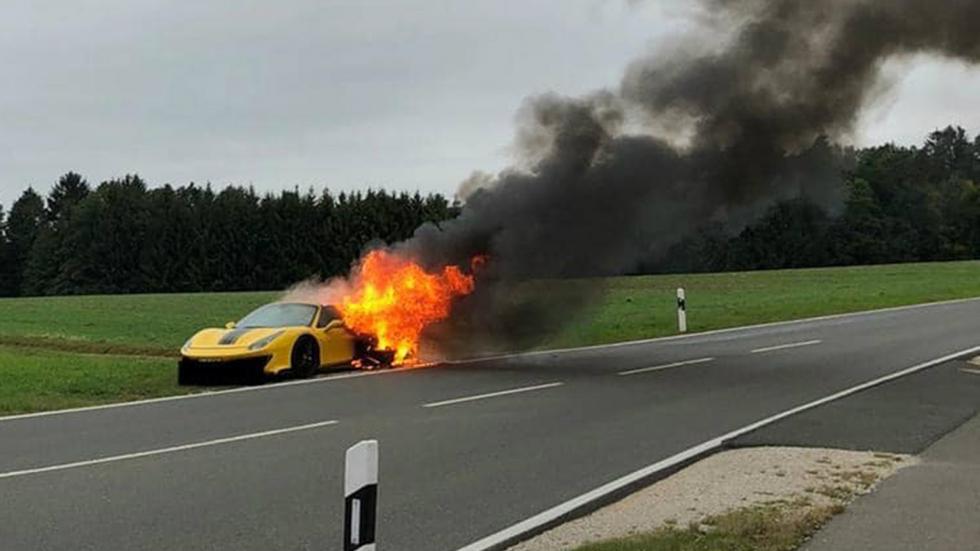 Ferrari 488 Pista τυλίχθηκε στις φλόγες 