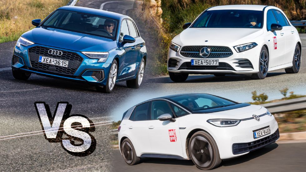 Audi A3 Vs Mercedes A 250 e Vs VW ID.3