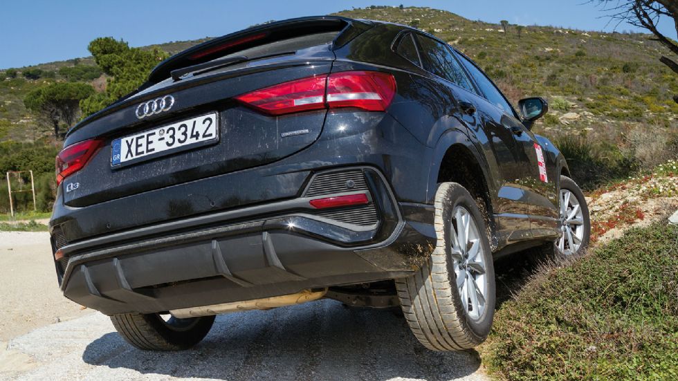 Xάρη στην τετρακίνηση το Q3 Sportback 45 TFSI μπορεί και στα δύσκολα.