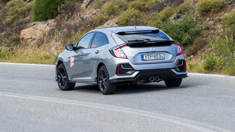 Το σπορτίφ set up του Honda Civic με τα 182 άλογα τονίζει τον ξεχωριστό και ιδιαίτερο χαρακτήρα του μοντέλου. Τα φρένα είναι καλύτερα από εκείνα supercar.